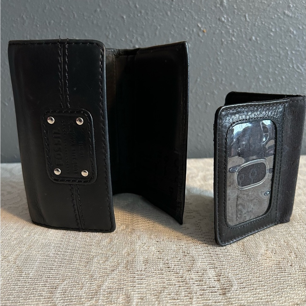 Fossil Black Trifold Leather Wallet